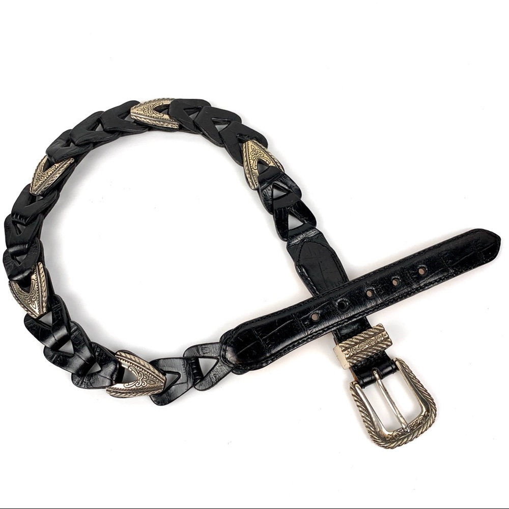 Vintage 90s Brighton mock croc leather link belt